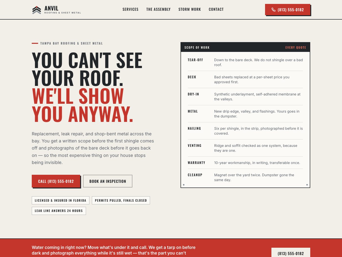 Anvil Roofing & Sheet Metal — website home page